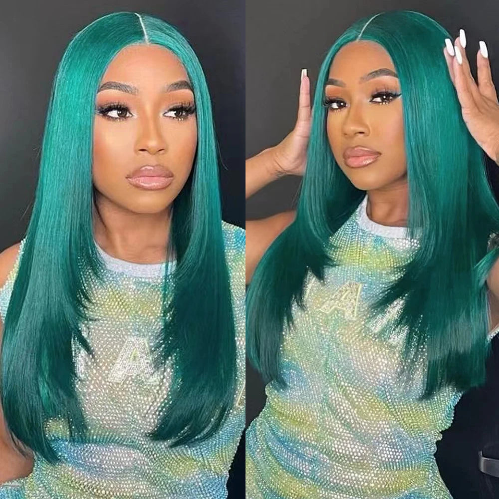RONGDUOYI Pink Layered Haircut Straight Lace Front Wigs Natural Long Straight Cosplay Heat Fiber Synthetic Wig Purple