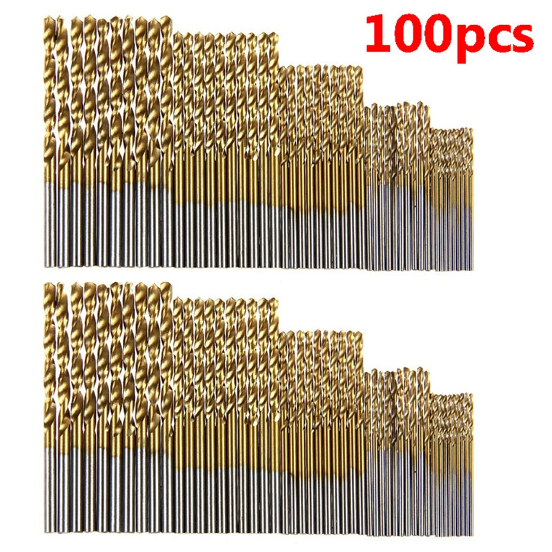 100pcs/50pcs New Twist Drill Bit Set Titanium Hex Shank HSS Drill Impact Driver Power Tool Drilling Tool Set 1/1.5/2/2.5/3mm