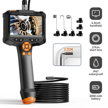 Cámara endoscópica industrial con pantalla IPS de 4,3 pulgadas, IP67, resistente al agua, HD1080P, lente de 8 mm, para inspección de tuberías y alcantarillado, boroscopio para coche.