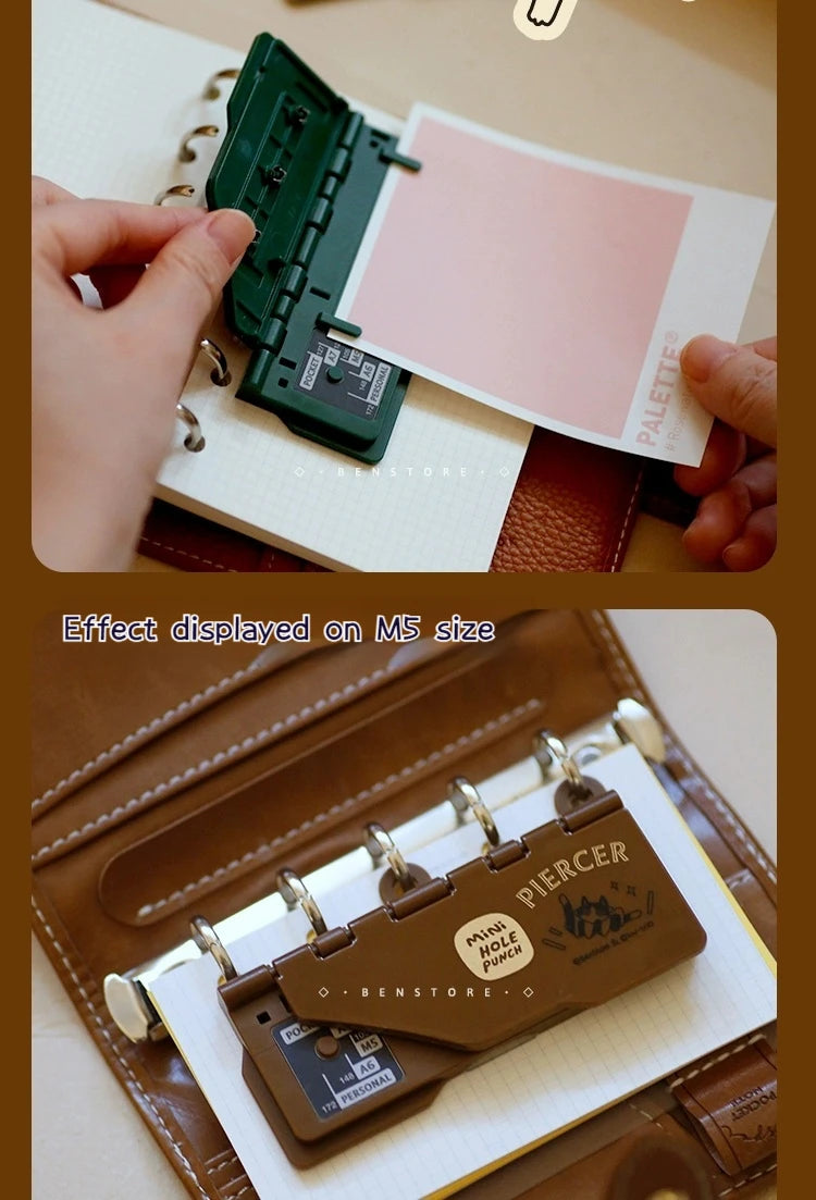 3-Hole 4mm Card Hole Punch Limited Edition Loose Leaf Notebook M5/A7 Portable Binder Punching Machine Office Supplies For 1paper