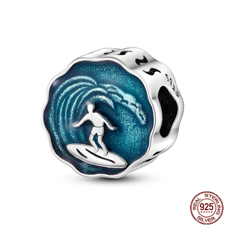 Ocean Series - Original Genuine 925 Sterling Silver Turtle Crab Mermaid Charm Beads Suitable for 3mm Bracelet DIY Making Pendant