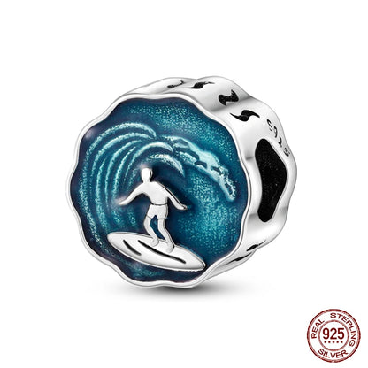 Ocean Series - Original Genuine 925 Sterling Silver Turtle Crab Mermaid Charm Beads Suitable for 3mm Bracelet DIY Making Pendant