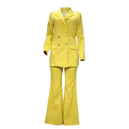 Ropa de mujer Otoño 2023 Nuevo traje casual de color sólido Traje de pantalón ancho Traje de dos piezas Conjunto de mujer 2 piezas verano