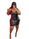 Women's PU Leather Bodycon Dress, Plus Size Dresses, Sexy Short Dress, Sling Clubwear, Wholesale Bulk Dropshipping, 5XL 
