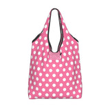 Custom Recycling Classic Black And White Polka Dot Shopping Bag Women Tote Bag Portable Grocery Shopper Bags
