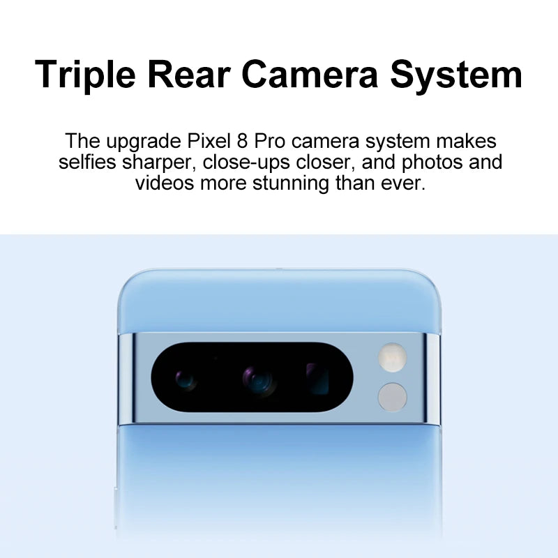 Versión global: Google Pixel 8 Pro 5G, Google Tensor G3, pantalla OLED LTPO de 6,7 pulgadas y 120 Hz, cámara principal de 50 MP, batería de 5050 mAh, IP68.