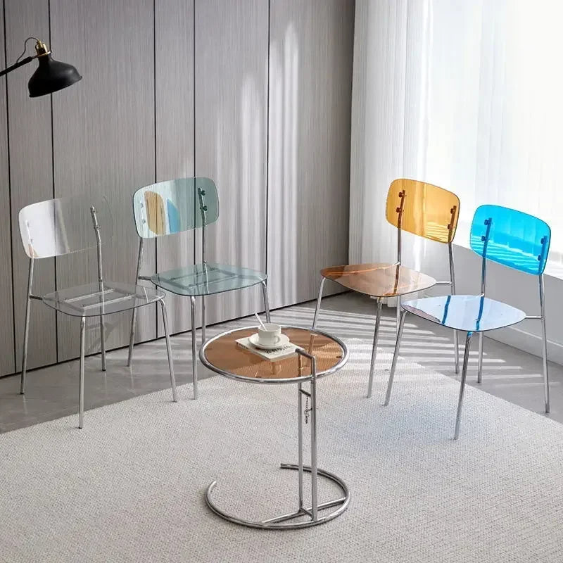 Modern Simple Household Transparent Dining Chair Backrest Single Person Leisure Net Red Table Plastic Chair Makeup Chairs  стул