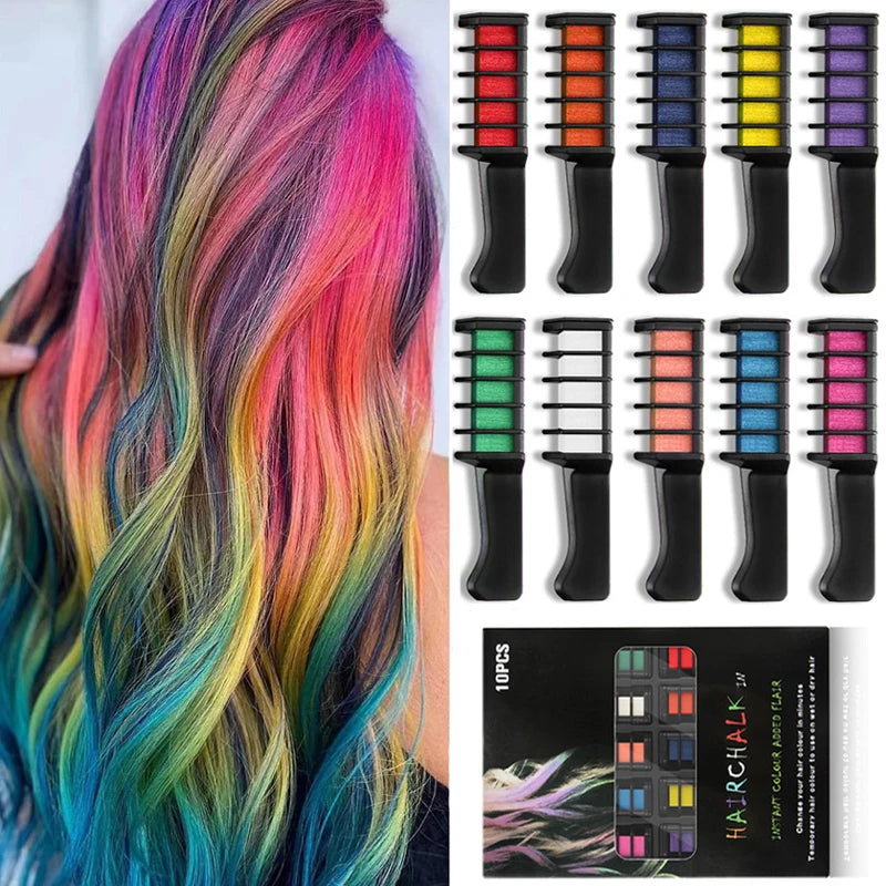 Juego de 10 peines para teñir el cabello multicolor para niños, kits de maquillaje de moda, peines desechables para teñir el cabello, juguetes para niñas, pintura para el cabello