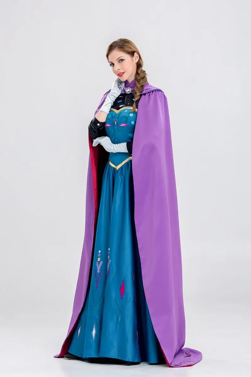 Disney Frozen Movie Adult Costume Women's Cospaly Princess Anna Dress Cloak Halloween Party Performance Dress Birthday Gifts New