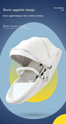 Baby Stroller 3in1,Luxury Baby Carriage with Car Seat,Eggshell Newborn Stroller Leather High Landscape PU leather
