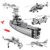 Children DIY Metal 3D Assembly Building Blocks Aircraft Warship Model Screw Nut Metal Toys Adult High-Difficulty Puzzle