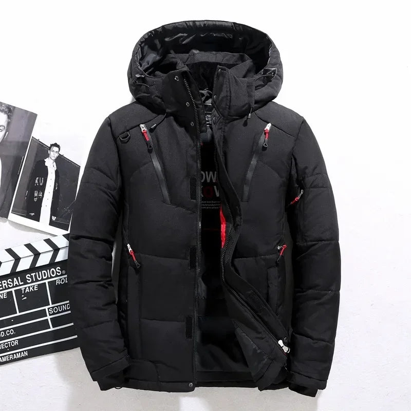 New Winter Men Hooded Casual  Puffer Jackets White Duck Down Coats High Quality Male Outdoor Windproof Warm Winter Parkas Size 5