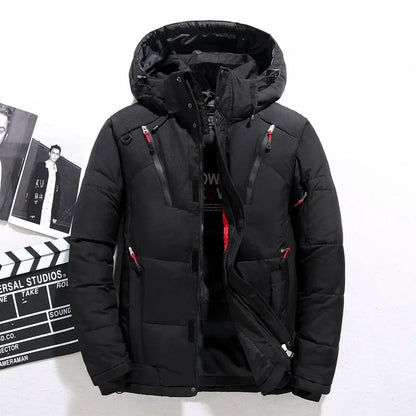 New Winter Men Hooded Casual  Puffer Jackets White Duck Down Coats High Quality Male Outdoor Windproof Warm Winter Parkas Size 5