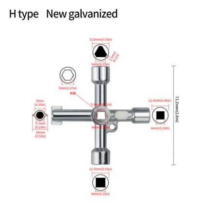 Electric control cabinet car elevator cross key wrench water meter valve key internal triangle wrench multi-purpose tool