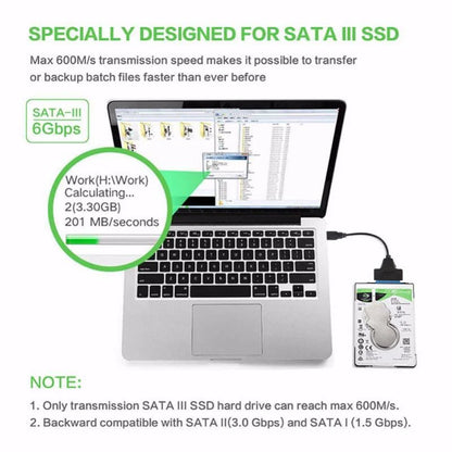 Cable adaptador SATA a USB 3.0 de 22 pines, compatible con discos duros externos HDD/SSD de 2,5 pulgadas, hasta 6 Gbps.