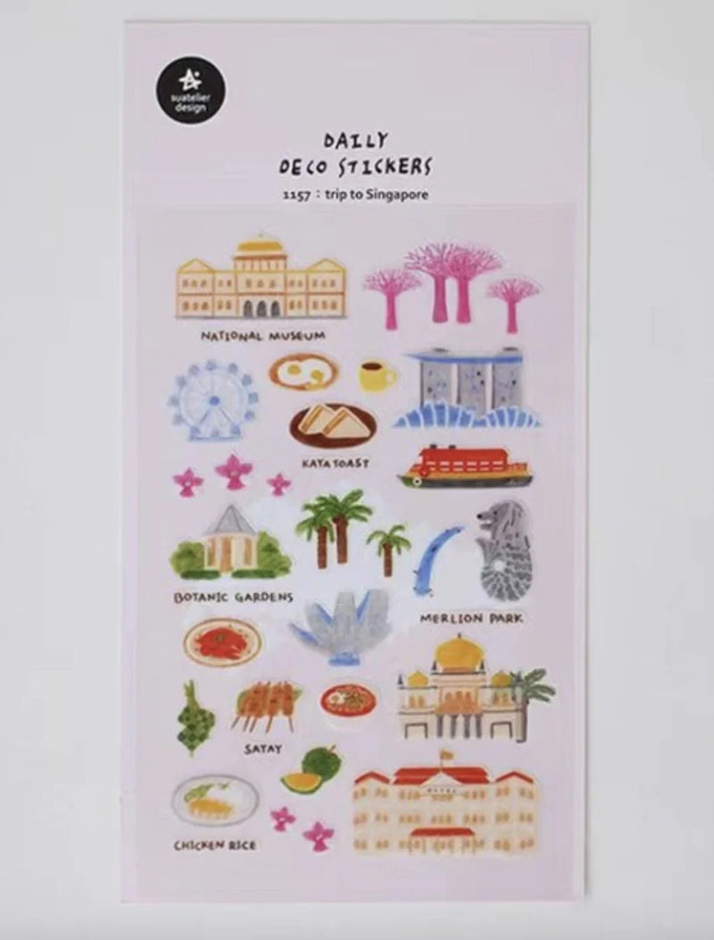 Suatelier City Stickers Korea Scrapbooking DIY Deco Sticker Junk Journal Supplies Planner Diary Photo Album Craft Material