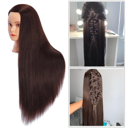 Cabeça de manequim cabeça de treinamento para trança cabeleireiro 100% fibra de alta temperatura manequim feminino cabeça de boneca de treinamento