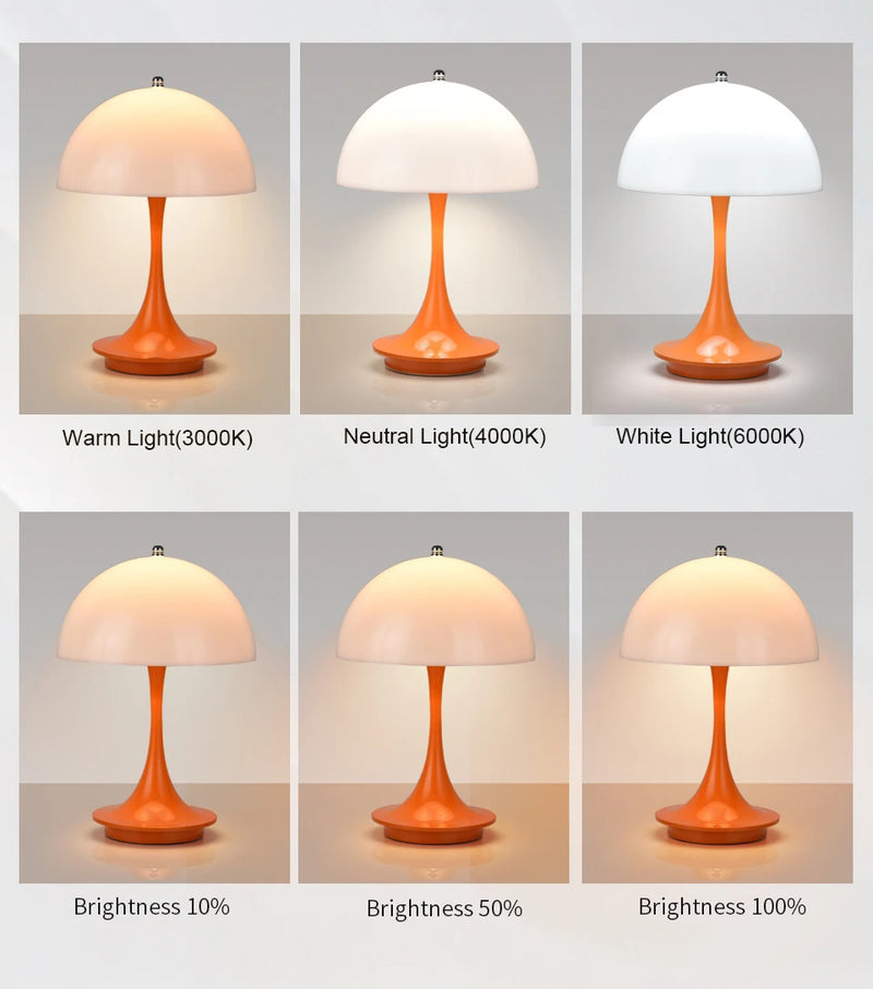 Danish mushroom table lamp Nordic modern high-end atmospheric charging bedroom bedside living room decorative light
