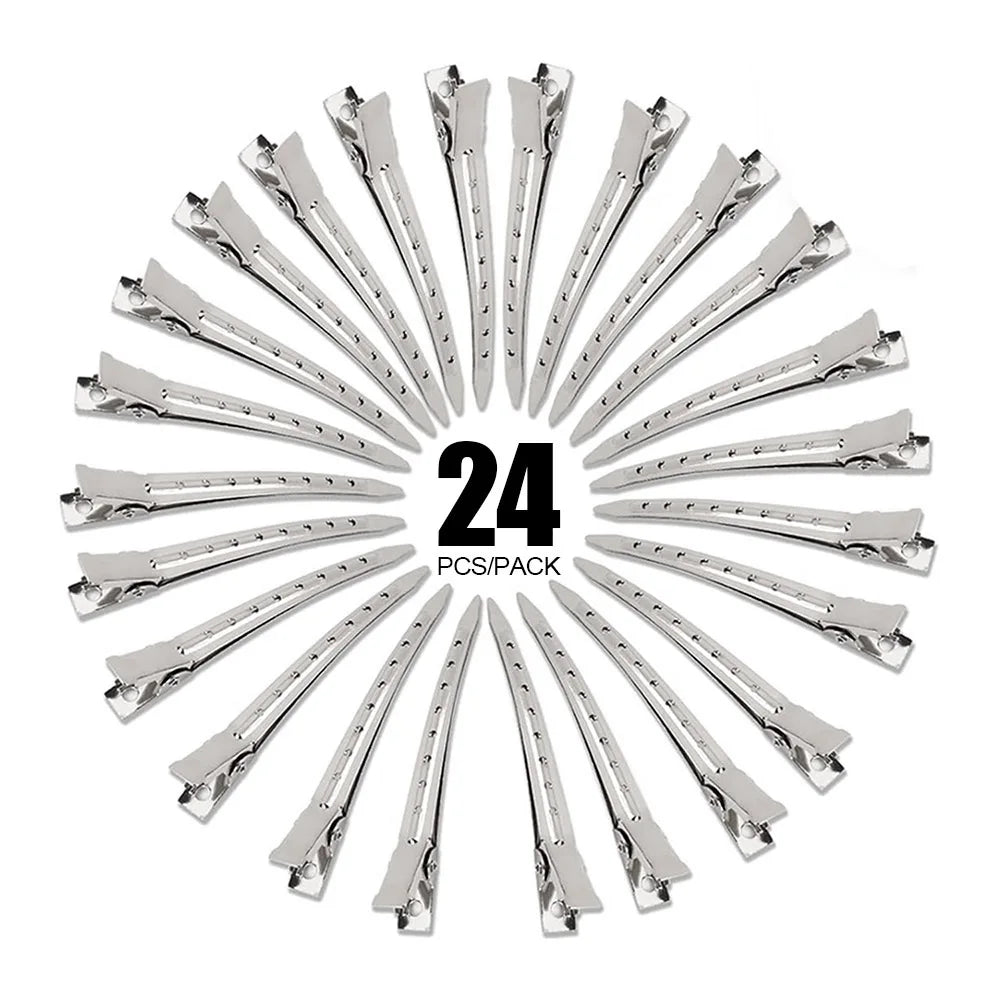 Grampos de cabelo de metal para mulheres, grampos de cabelo prateados para estilo, seccionamento, 24/30/50 peças, clipe de jacaré para cachos longos e grossos, faça você mesmo