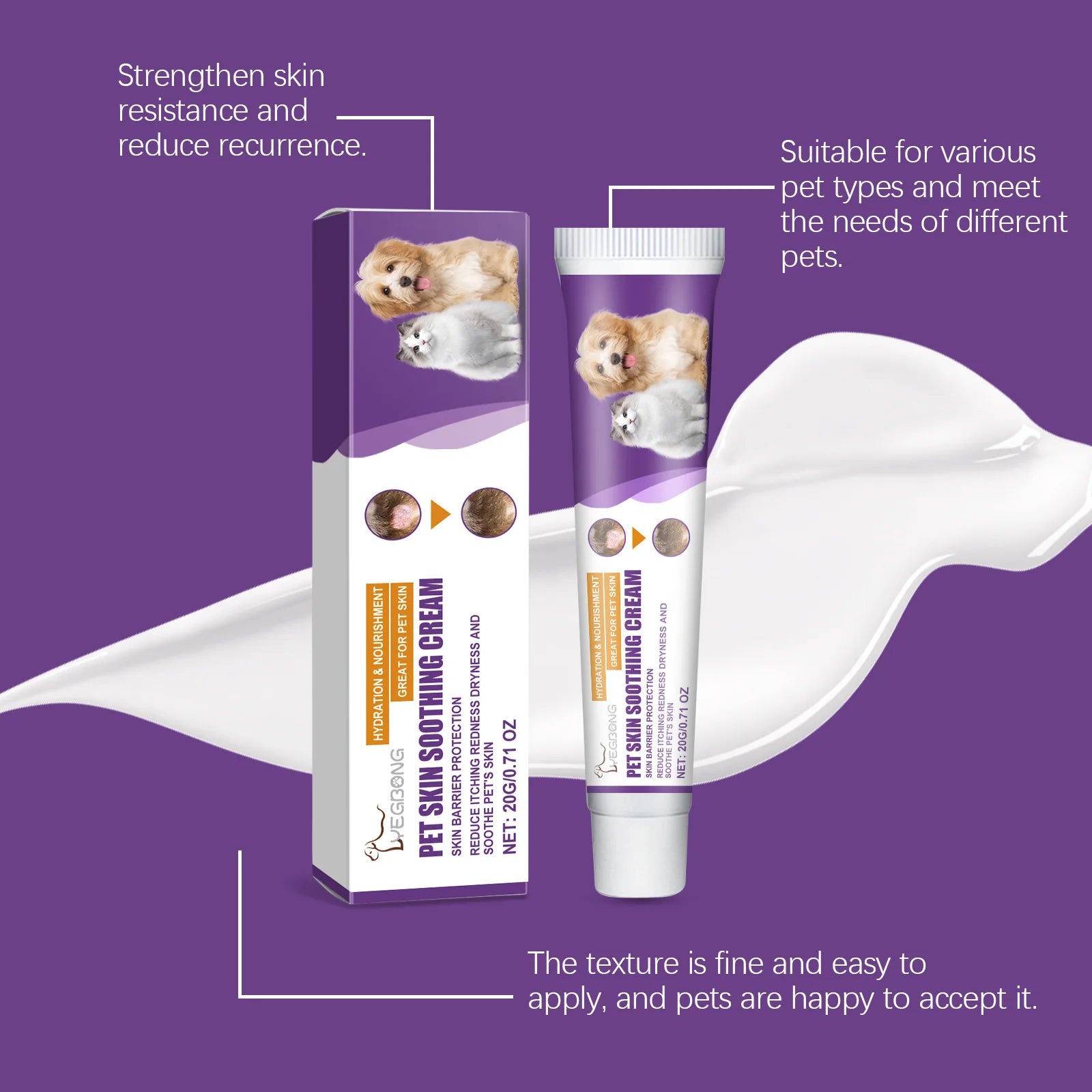 EELJOY Pet Skin Care Cream for Dogs Cats Dry Itchy Skin Relief Soothing Balm Anti Itch Lotion Allergy Treatment Paw Repair
