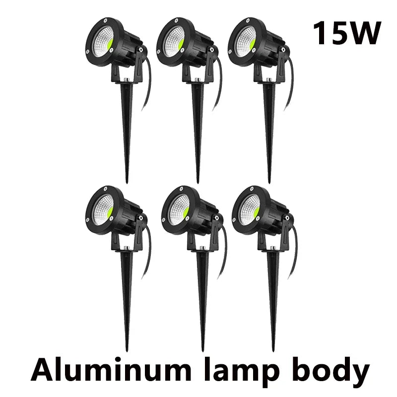 Iluminação led para jardim, 3w, 5w, 10w, 15w, área externa, lâmpada para gramado, à prova d'água, terraço, decoração de jardim, caminho, holofotes, ac220v, 110v, dc12v