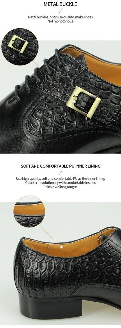 Nice Men Black Brown Leather Oxford Brogue Dress Shoes Office mens leather Mens Pair with suit jeans Side Lace Up Buckle stylish
