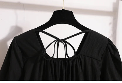 Plus Size Shirts & Blouses Women Summer 2025 New Arrival Korean Fashion Tops Short Puff Sleeve Loose Sweet Blouse Woman L-4XL