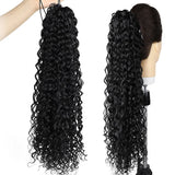 Extensões de rabo de cavalo cacheado longo 80cm aplique sintético com cordão e clip water wave