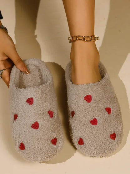 Love Heart Shaped Slippers for Women Soft Mute Shoes Indoor Comfortable Silent Carpet Lightweight Living Room Winter Cute 