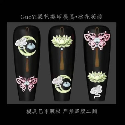 1pc Bowknot Candles Jellyfish Shell Rose Leaf  3D Acrylic Mold Nail Art Decoration Nails DIY Design Silicone  Nails Mold