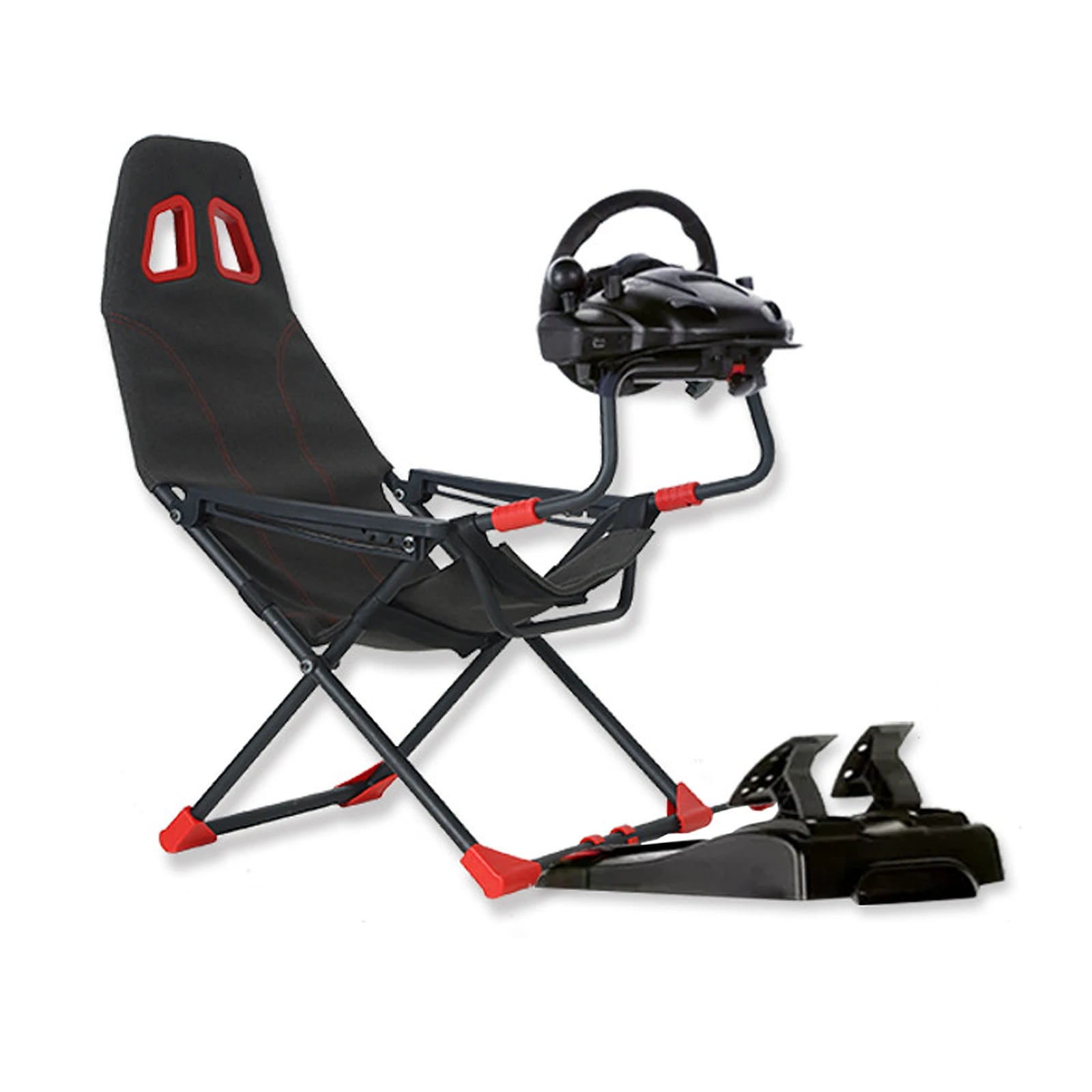 Inicio Simulador de juegos Simulador de carreras plegable Soporte de asiento Soporte de volante Experimentador de juegos de carreras