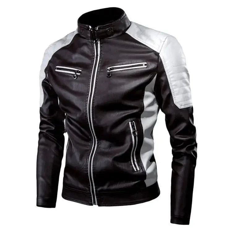 2022 Fashionable Casual Men's Leather Jacket Splice Motorcycle Amazon Vintage Cross-Border Spring Autumn Thin Style Wear