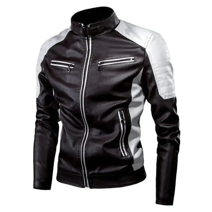 2022 Fashionable Casual Men's Leather Jacket Splice Motorcycle Amazon Vintage Cross-Border Spring Autumn Thin Style Wear