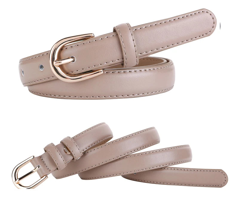 Women's belt genuine leather fashion casual simple everything matching decoration cowhide pants belt white jeans small belt