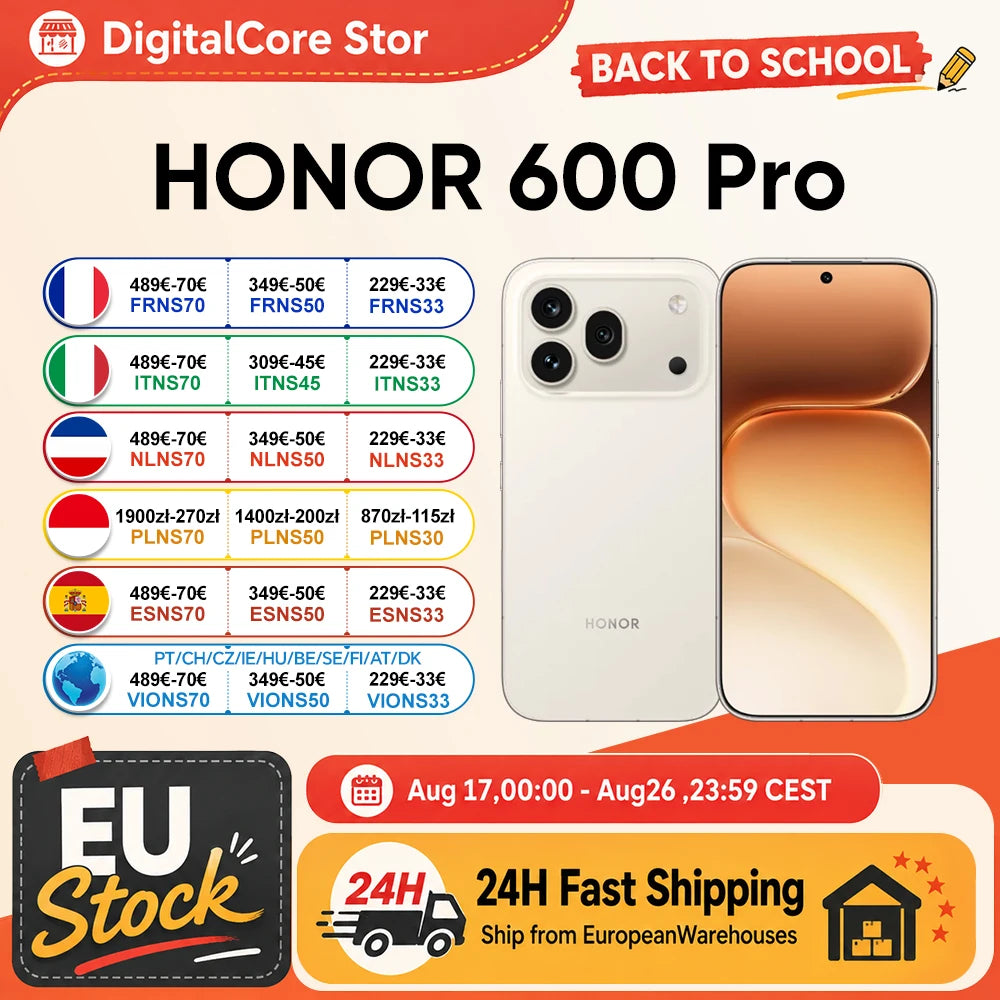 Smartphone HONOR 600 Pro 5G (Versão UE) 6.57" AMOLED - Snapdragon 8 Elite | Câmara 200MP AI, Bateria 6400mAh & 80W Super Charge