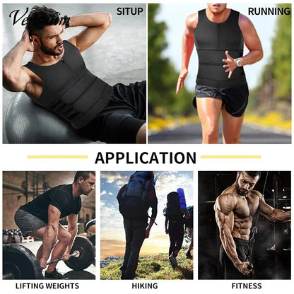 Vensslim - Chaleco moldeador de cintura para hombre, camiseta adelgazante, camiseta interior de compresión para sauna, ropa moldeadora, quemador de grasa, camisetas de entrenamiento