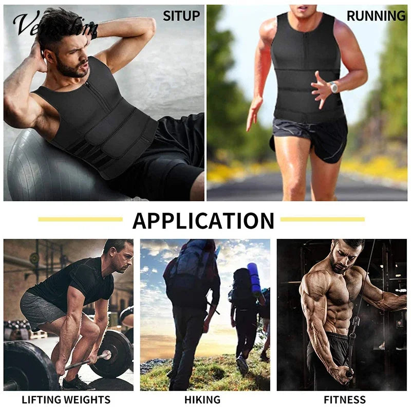 Vensslim Men Body Shaper Waist Trainer Vest Slimming Shirt Sauna Sweat Compression Undershirt Shapewear Fat Burner Workout Tops