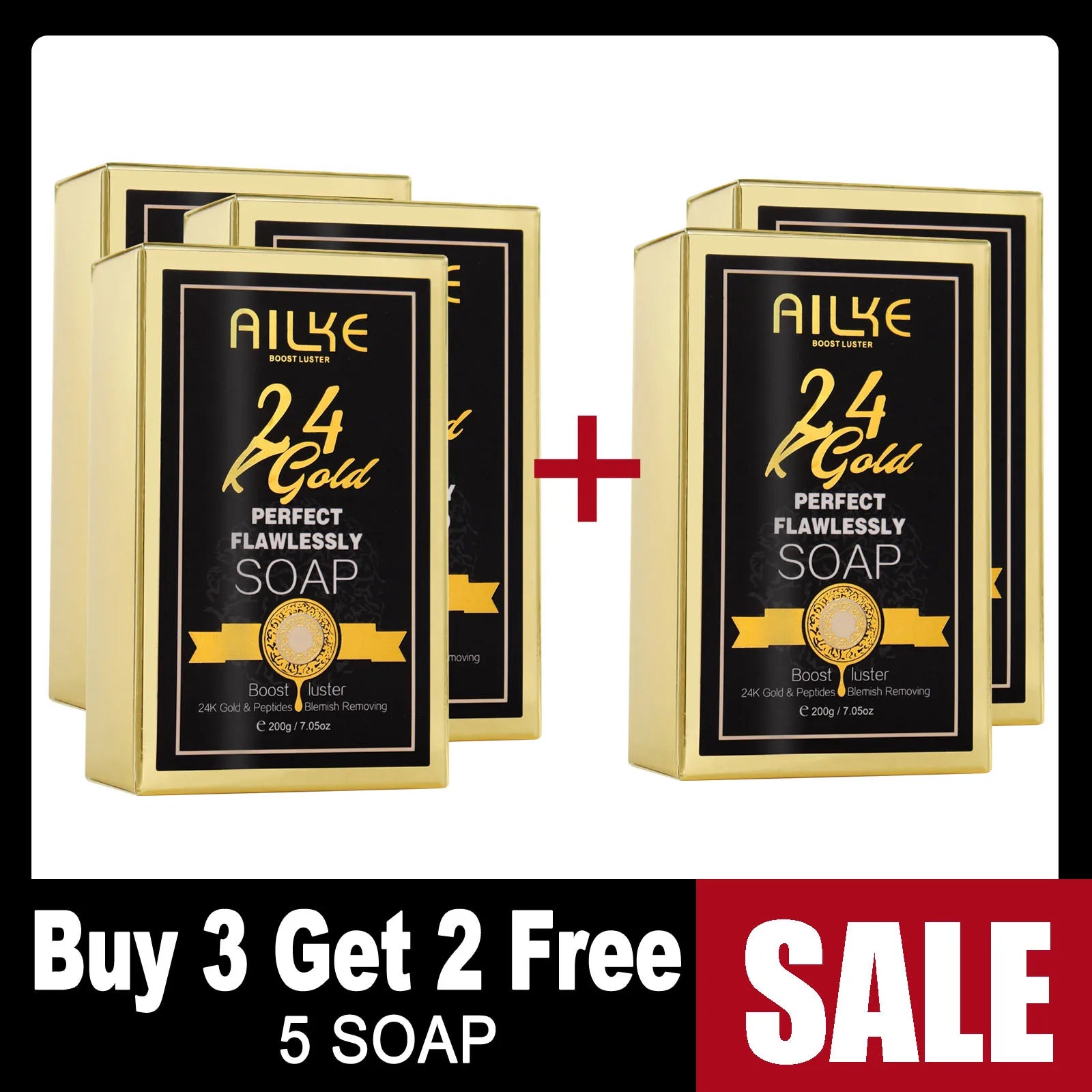 AILKE 24K Gold Flawlessly Skin Care Set, Whitening, Reduces Dark Spots, Pigmentation, Wrinkles, Moisturizes, For All Skin Types