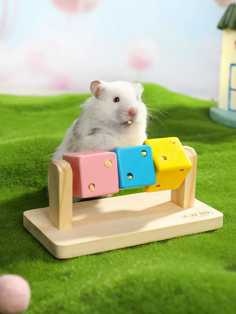 1pc Funny Colorful Wooden Rubik's Cube-shaped Interactive Chewing Toy for Small Pet Birds Parrots Hamsters Boredom Relief Toys