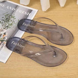 Beach Flip Flops for Women Thong Sandals Summer Jelly Shoes Girls Transparent Slides Solid Fashion PVC Flat Non-Slip Slippers