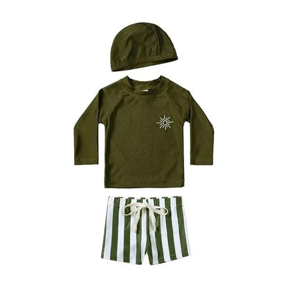 2025 Summer Baby Boys Swimsuit Long Sleeves One Piece Swimwear for Kids Toddler Cartoon UPF50+ Rash Guards Infant Bathing Sui