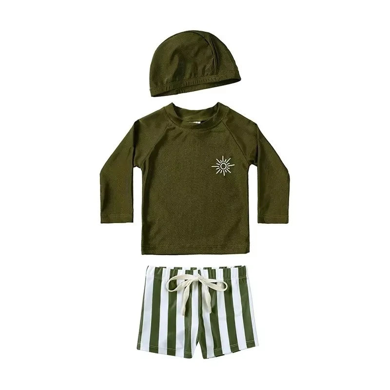 2025 Summer Baby Boys Swimsuit Long Sleeves One Piece Swimwear for Kids Toddler Cartoon UPF50+ Rash Guards Infant Bathing Sui