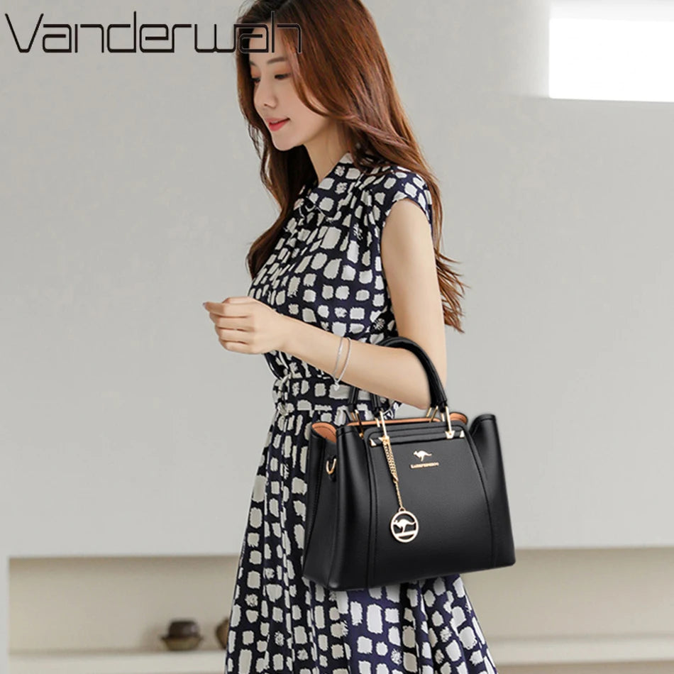 2024 Luxury Women Designer 3 Layers Shoulder Crossbody Bag Ladies Large Capacity Leather Handbags Shopper Brand Messenger Totes