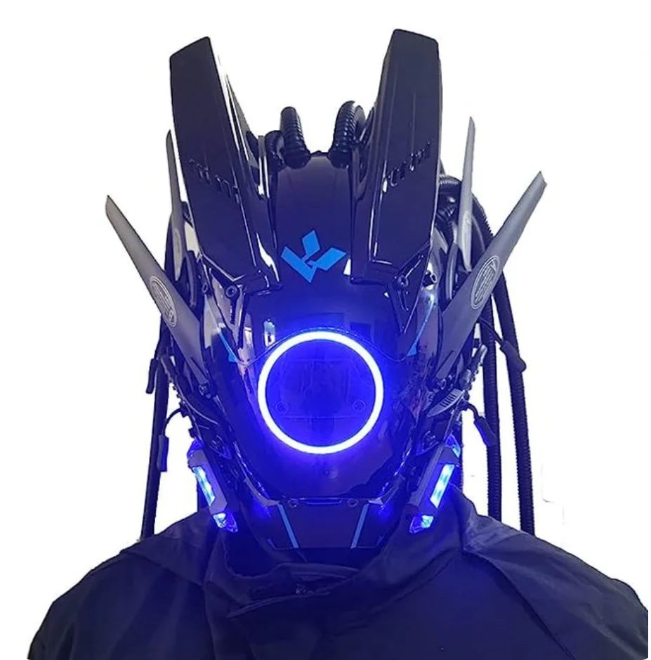 Capacete Cyberpunk com LED – Máscara para Festas, Halloween, Natal e Cosplay – Presente para Adultos