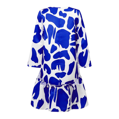 Plus Size 5XL VONDA Women Elegant Midi Dress 2024 Bohemian Printed Sundress Autumn Long Sleeve Casual Loose Robe Femme Vestidos