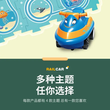 Kids puzzle rail car DIY assembly electric trolley automatic rail city scene building puzzle toys