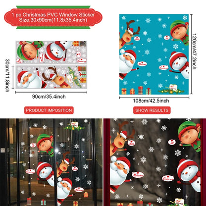 Christmas Window Stickers for Kids Room, Wall Decals, Merry Christmas Decorations for Home, New Year 