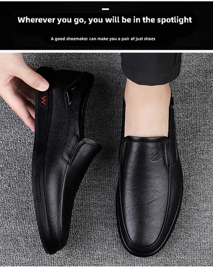 CLOHOO Men's Business Casual Shoes Handmade Layered Cowhide Rubber Bottom Leather Footwear for Office And Leisure