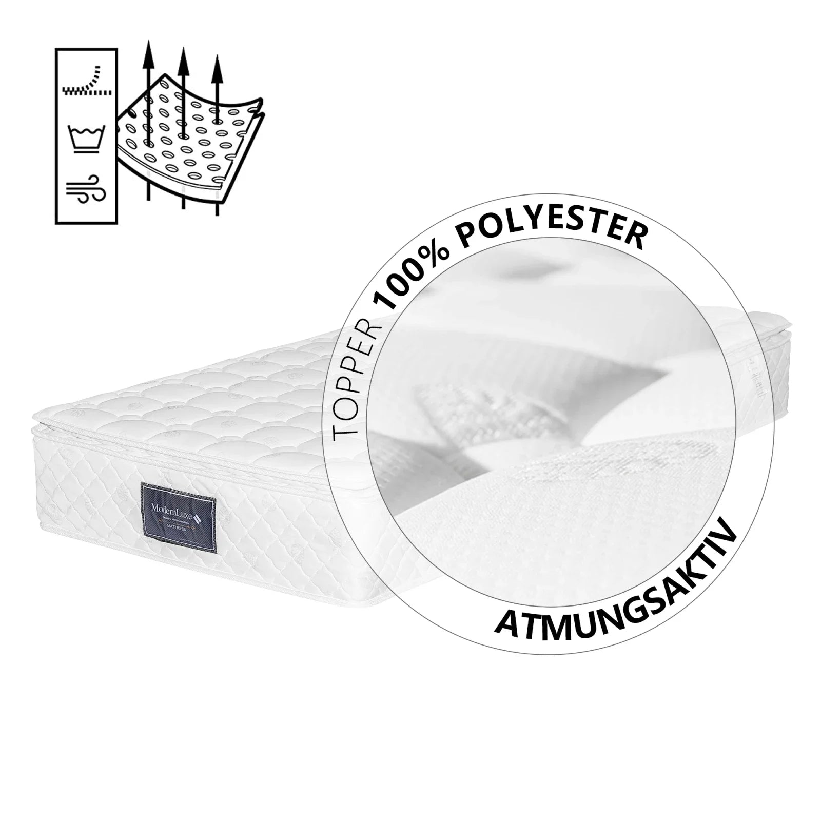 Comanlai Spring Mattress 90x200cm/140x200cm/160x200cm 25cm Height 7 Zones Cold Foam Mattress Microfiber Cover H3 Hardness