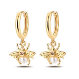 Clássico 925 Brincos de Prata para Mulheres, Estrelas, Luas, Pérolas, Abelhas, Argola Dourada, Noivado, Aniversário, Presente Joalheria Fina